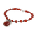 Carnelian and garnet flower necklace, 'Mystical Blossom' - Handcrafted Floral Pendant Necklace Carnelian and Garnet