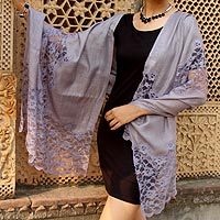 Wool blend shawl, 'Wisteria Lace'