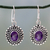 Amethyst dangle earrings, 'Spiritual Muse' - Amethysts on Sterling Silver Hook Earrings from India