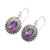 Amethyst dangle earrings, 'Spiritual Muse' - Amethysts on Sterling Silver Hook Earrings from India
