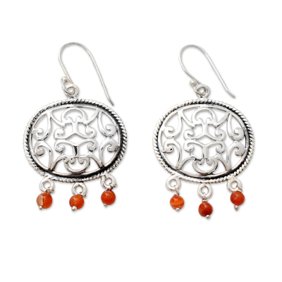 Carnelian on Sterling Silver Earrings India Artisan Jewelry