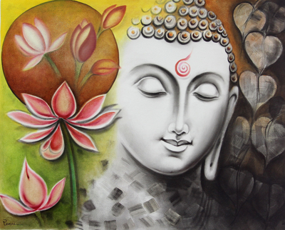 'Timeless Beauty of Buddha' - India Signed Original Buddha Painting