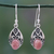 Agate dangle earrings, 'Agra Princess' - Antique Style Handcrafted Rosy Agate and Silver Earrings thumbail