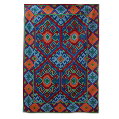 Kashmiri Style Hand Chain Stitch Wool and Cotton Rug (4x6)