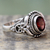 Garnet cocktail ring, 'Romantic Traditions' - Traditional Style Silver and Garnet India Cocktail Ring