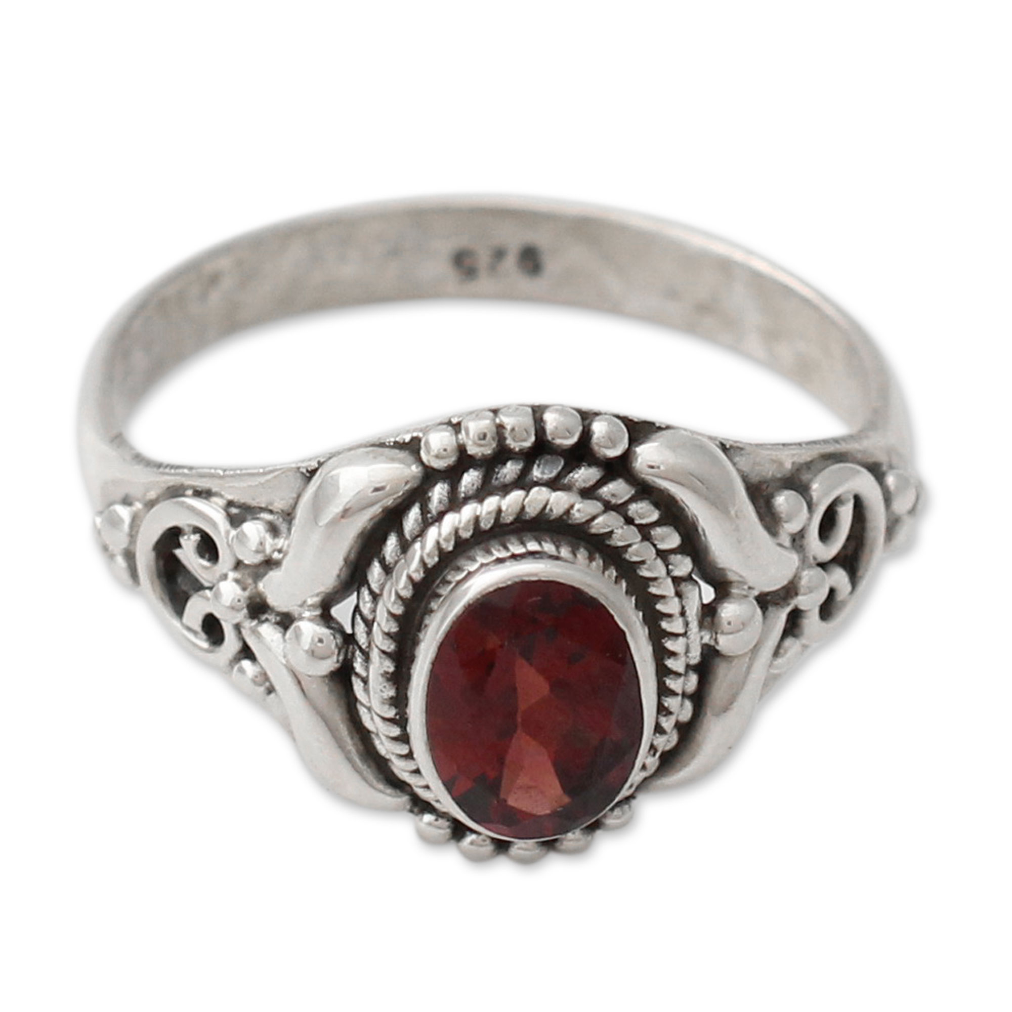 UNICEF Market | Traditional Style Silver and Garnet India Cocktail Ring ...