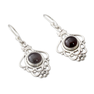 India Artisan Jewelry Sterling Silver and Garnet Earrings - Cascading ...