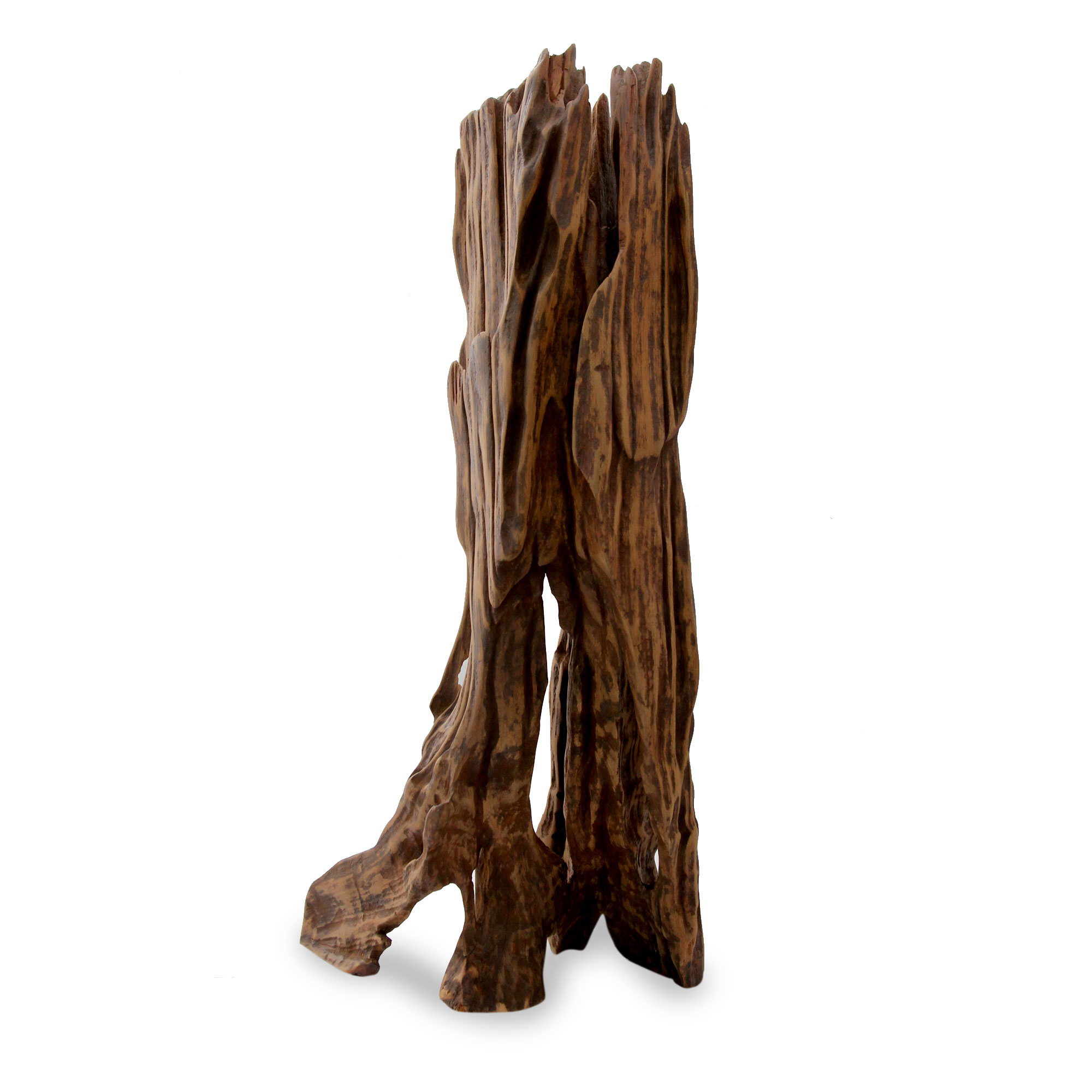 India Signed Reclaimed Driftwood Sculpture - Surging Flames | NOVICA