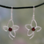 Garnet dangle earrings, 'Sweet Flower' - Handcrafted Sterling Flower Earrings with Garnets thumbail