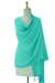 Wool blend shawl, 'Green Diamond Fantasy' - Kashmir Style Green Wood Blend Shawl (image 2c) thumbail