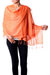 Wool blend shawl, 'Orange Diamond Fantasy' - Indian Shawl Wool Blend Orange Wrap Diamond Pattern