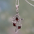 Garnet cross necklace, 'Sacred Trinity' - Garnet and Silver Cross Pendant Necklace from India thumbail