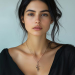 Garnet cross necklace, 'Sacred Trinity' - Garnet and Silver Cross Pendant Necklace from India