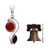 Carnelian and garnet pendant necklace, 'Colorful Curves' - India Modern Handcrafted Carnelian and Garnet Necklace