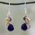 Lapis lazuli and citrine dangle earrings, 'Two Teardrops' - Silver and Lapis Lazuli Earrings with Faceted Citrine thumbail