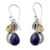 Lapis lazuli and citrine dangle earrings, 'Two Teardrops' - Silver and Lapis Lazuli Earrings with Faceted Citrine (image 2a) thumbail