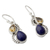 Lapis lazuli and citrine dangle earrings, 'Two Teardrops' - Silver and Lapis Lazuli Earrings with Faceted Citrine