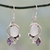 Rainbow moonstone and amethyst dangle earrings, 'Twilight' - Rainbow Moonstone Earrings with Amethyst And Silver thumbail