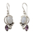 Rainbow moonstone and amethyst dangle earrings, 'Twilight' - Rainbow Moonstone Earrings with Amethyst And Silver (image 2a) thumbail