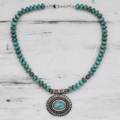 Natural Turquoise Necklace with Sterling Silver