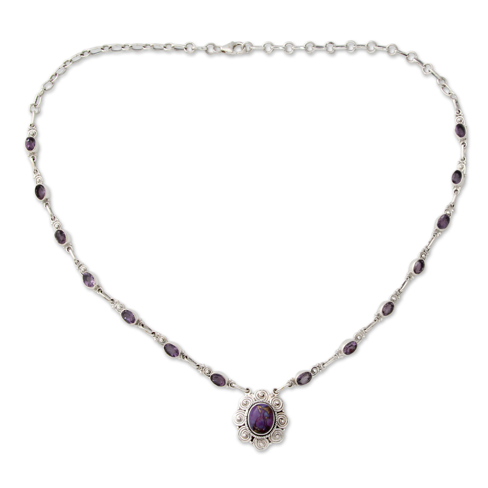 India Amethyst an Silver Necklace with Composite Turquoise - Purple ...