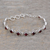 Garnet tennis bracelet, 'Deep Red Diamonds' - Red Garnet Artisan Crafted India Silver Tennis Bracelet (image 2b) thumbail