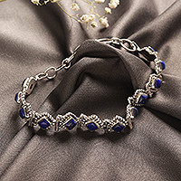 Lapis lazuli tennis bracelet, 'Deep Blue Diamonds'