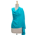 Wool shawl, 'Valley Mist in Turquoise' - Turquoise Blue Woven Wool Shawl from India