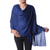 Wool shawl, 'Valley Mist in Cobalt' - Indian Deep Cobalt Blue Woven Wool Shawl for Women thumbail