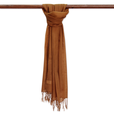 Bufanda de lana para hombre - Bufanda ligera de lana marrón de India para hombre