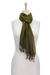 Wool scarf, 'Mossy Glade' - Diamond Pattern Olive Green Wool Scarf with Fringe (image 2b) thumbail