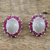 Ruby and moonstone button earrings, 'Love and Devotion' - Genuine Ruby and Moonstone Button Earrings in 925 Silver thumbail