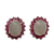 Pendientes de botón de rubí y piedra de luna - Aretes Botón Rubí Genuino y Piedra Luna en Plata 925
