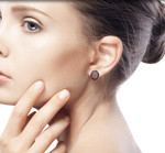 Ruby and moonstone button earrings, 'Love and Devotion' - Genuine Ruby and Moonstone Button Earrings in 925 Silver