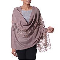 Wool blend shawl, 'Impeccable Kashmir'