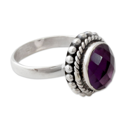 Amethyst cocktail ring, 'Enamored by Twilight' - Artisan Crafted Sterling Silver and Amethyst Cocktail Ring