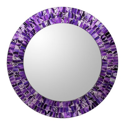 Round Wall Mirror And Frame Handcrafted With Mosaics Purple Gl Mosaic Wall Mirror Purple Caprice Round And Frame Handcrafted