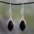 Onyx dangle earrings, 'Wishbone' - Polished Sterling Silver and Onyx Dangle Earrings