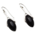 Onyx dangle earrings, 'Wishbone' - Polished Sterling Silver and Onyx Dangle Earrings
