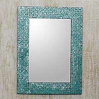 Hand Crafted Green Glass Mosaic Rectangular Wall Mirror - Emerald ...
