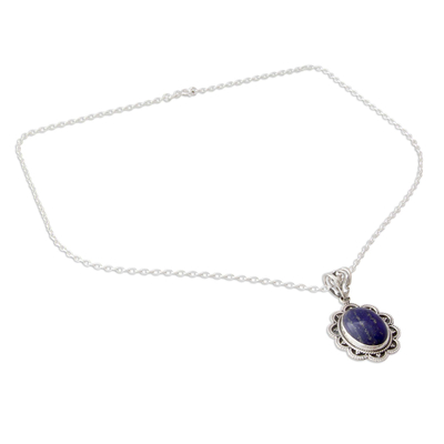 Collar colgante de lapislázuli - Collar con colgante de plata y lapislázuli elaborado artesanalmente