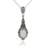 Rainbow moonstone pendant necklace, 'Moonlight Radiance' - Handcrafted Moonstone Sterling Silver Necklace
