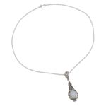 Rainbow moonstone pendant necklace, 'Moonlight Radiance' - Handcrafted Moonstone Sterling Silver Necklace