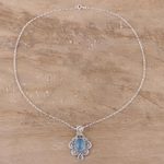 Chalcedony pendant necklace, 'Blue Antique Radiance' - Handcrafted Antique Style Silver and Chalcedony Necklace
