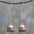 Garnet dangle earrings, 'Grand Tradition' - Indian Style Garnet and Sterling Silver Earrings (image 2) thumbail