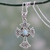 Larimar cross pendant necklace, 'Sacred Realm' - Artisan Crafted Cross Pendant Necklace with Larimar thumbail