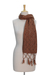 Wool scarf, 'Caramel Paths' - Hand-knitted Wool Scarf in Caramel Brown from India