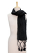 Wool scarf, 'Himalayan Black' - Black Patterned Wool Scarf Knit by Hand in Himalayas