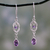 Amethyst dangle earrings, 'Violet Knot' - India Artisan Crafted Amethyst and Silver Earrings thumbail