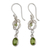 Peridot dangle earrings, 'Lime Knot' - Silver and Peridot Dangle Earrings Crafted in India (image 2a) thumbail